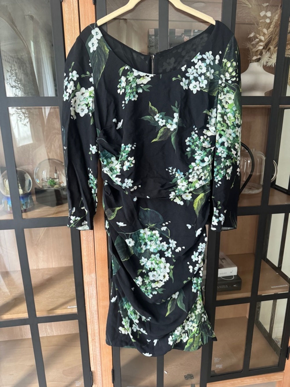 Dolce & Gabbana silk Lilly of the valley print dress floral knee ruched cocktail